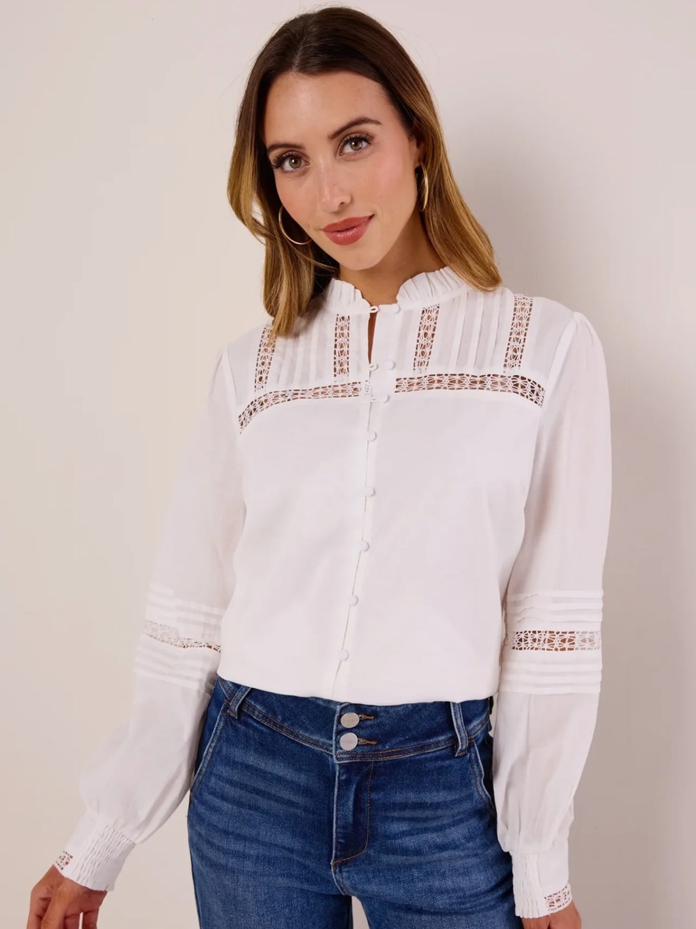 Sable White Button Up Top